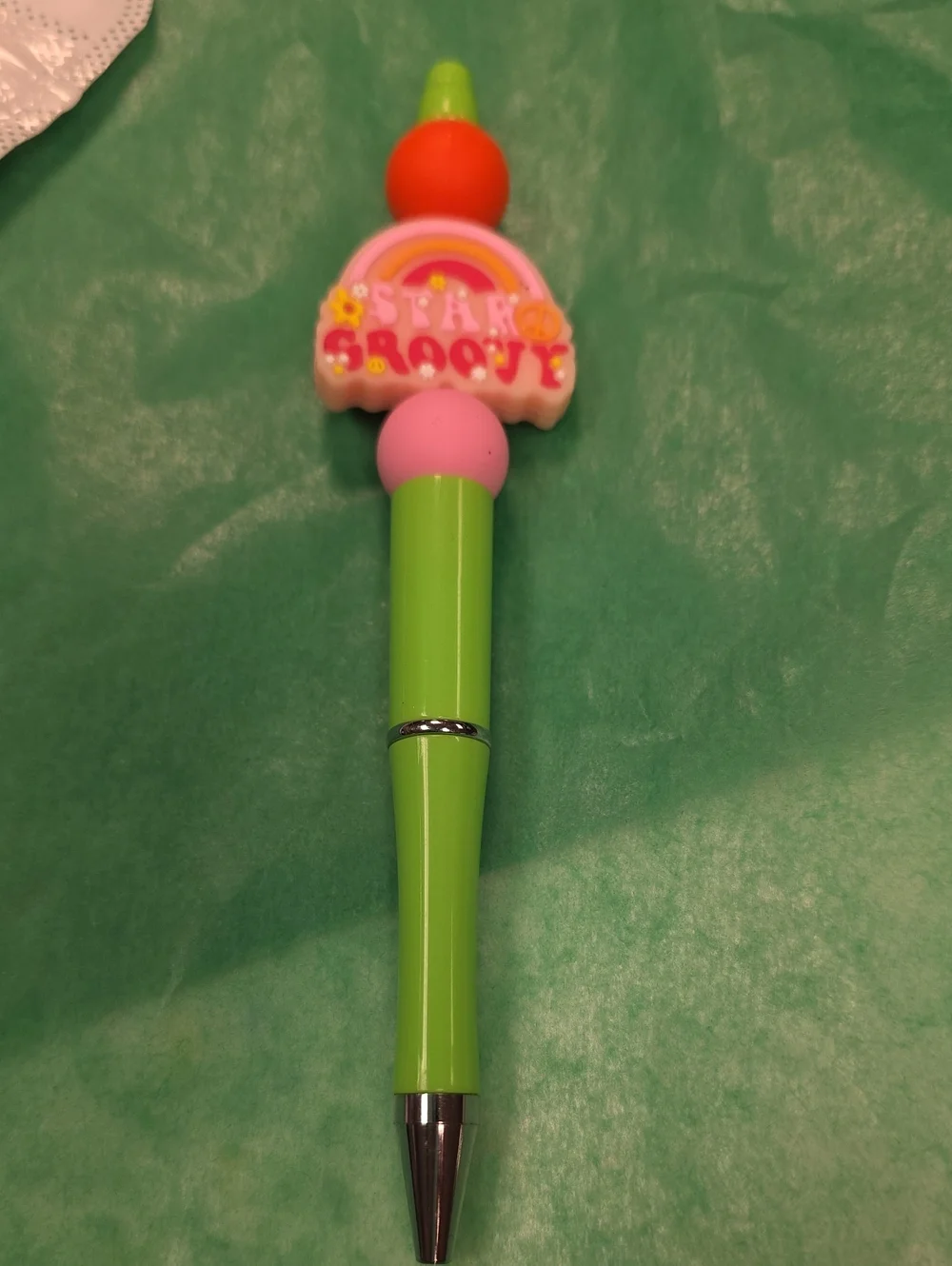 Star Groovy Green Kids Pen with Pink & Orange Accents